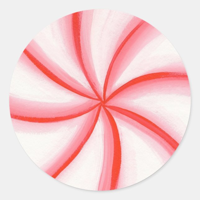 Red White Pink Candy Mint Swirl Stickers (Front)