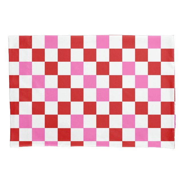 Red White Pink Checkered Pattern Design  Pillow Case (Front)