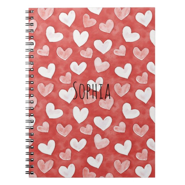 Red White Pink Hearts Notebook (Front)