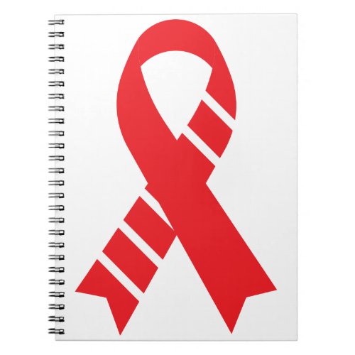 Red  White Pinstripe Ribbon DVT HeadNeck Cancer Notebook