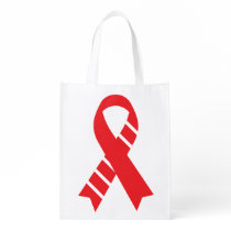 Red & White Pinstripes DVT Head & Neck Oral Cancer Grocery Bag