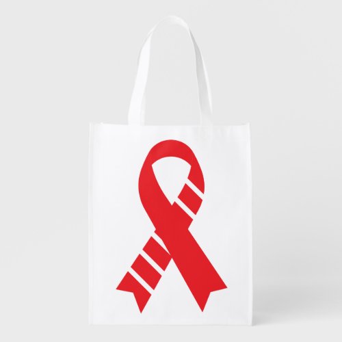 Red  White Pinstripes DVT Head  Neck Oral Cancer Grocery Bag