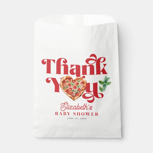 Red White Pizza Themed  Favor Bag (Front)