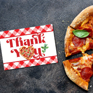 Red White Pizza Themed  Letterpress Thank You Card