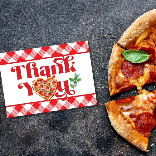 Red White Pizza Themed  Thank You Card