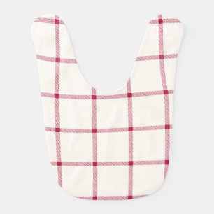 Red White Plaid Baby Boy Girl Cute Checked Bib