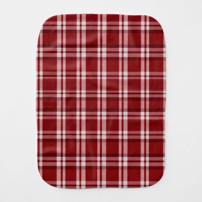 Red White Plaid Baby Burp Cloth (Front)