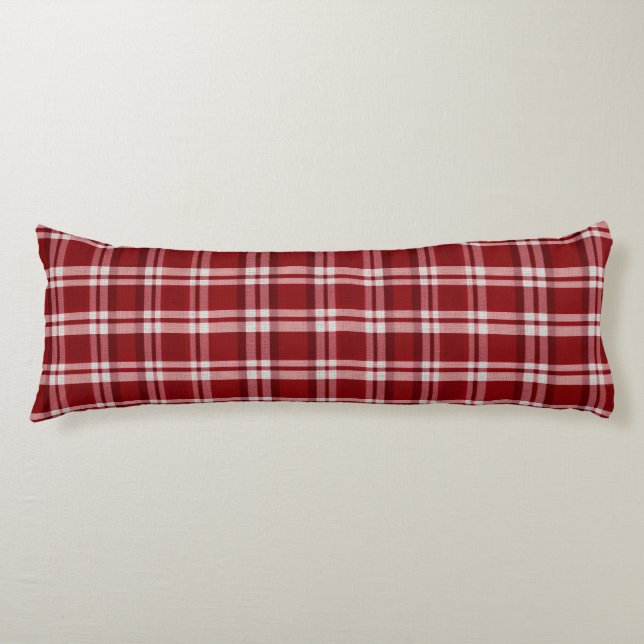 Red White Plaid Body Pillow (Front)