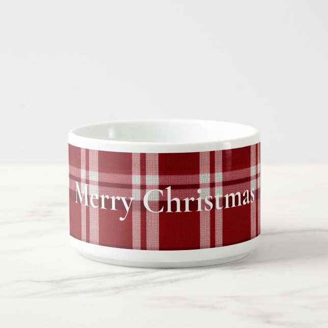 Red White Plaid Bowl (Center)