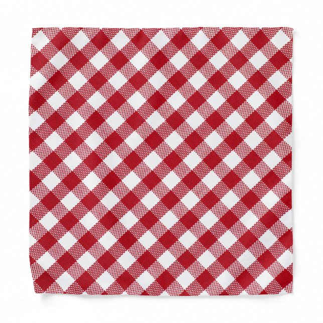 Red & White Plaid Checked - Choose Your Color Bandana (Front)