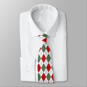 Red & White Plaid Christmas Sweater Pattern Neck Tie