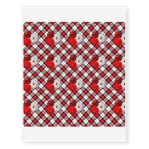 red white plaid-flowers temporary tattoos