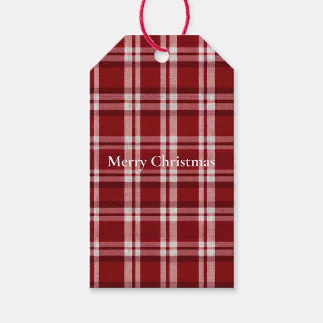 Red White Plaid Gift Tags (Front)
