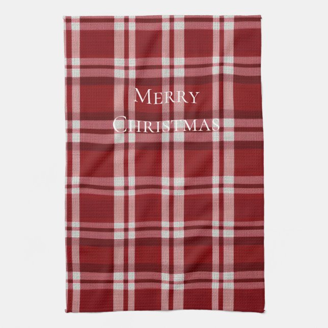 Red White Plaid Kitchen Towel (Vertical)