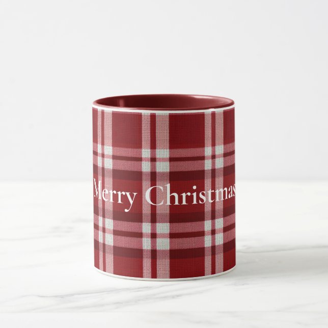 Red White Plaid Mug (Center)