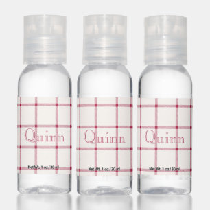 Red White Plaid Name Checked Cute Hand Sanitizer