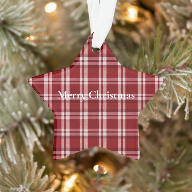 Red White Plaid Ornament (Tree)
