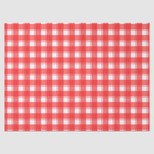 Red White Plaid Pattern Tissue Paper