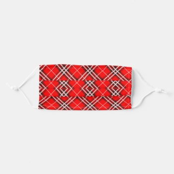 Red & White Plaid Patterns Adult Cloth Face Mask by JLBIMAGES at Zazzle
