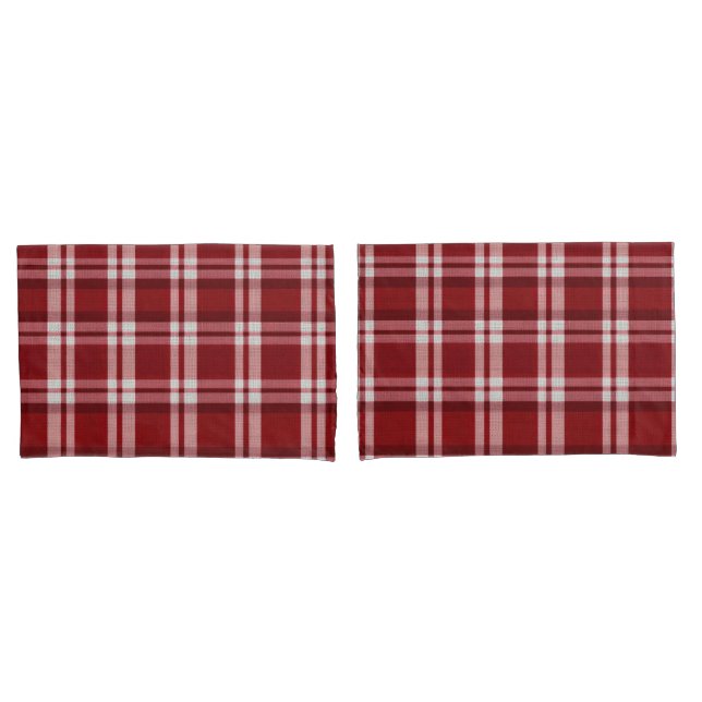 Red White Plaid Pillow Case (Front-Set)