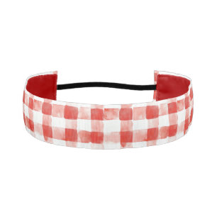 Red White Plaid Stripes Birthday Athletic Headband