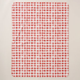 Red White Plaid Stripes Birthday Sherpa Blanket