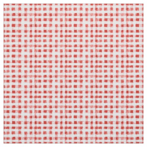 Red White Plaid Stripes  Fabric