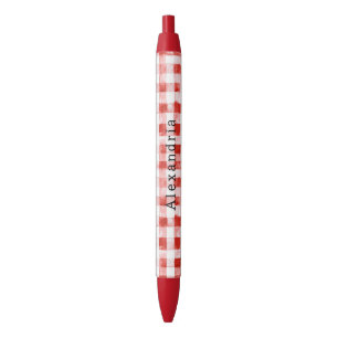 Red White Plaid Stripes Pen