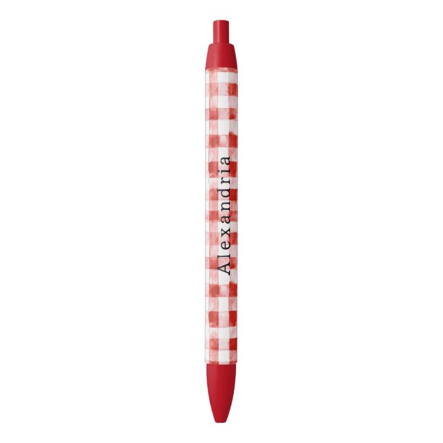 Red White Plaid Stripes  Pen (Front Vertical)