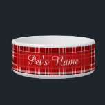 Red White Plaid Tartan | Add Your Name Bowl<br><div class="desc">This red and white plaid design has a repeating checked / tartan pattern that's lightly textured. It's a bright,  stylish plaid pattern.</div>