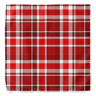 Red White Plaid Tartan Bandana