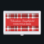 Red White Plaid Tartan Business Card Case<br><div class="desc">This red and white plaid business card holder has a repeating checked / tartan pattern that's lightly textured. It's a bright,  stylish,  classy plaid pattern that will make your card holder stand out. Easily add your name and title using the templates.</div>
