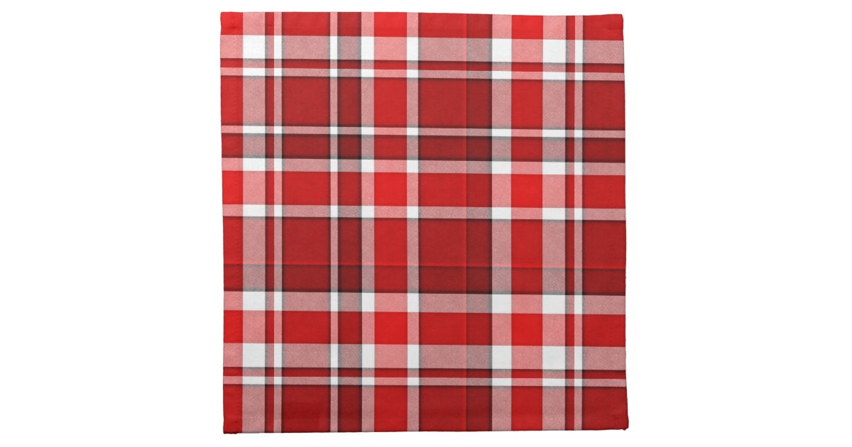 Christmas Cloth Dinner Napkins - Red Green Tartan Plaid & Holly