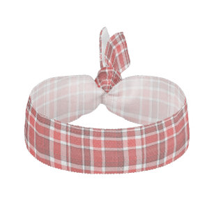 Red White Plaid Tartan Elastic Hair Tie