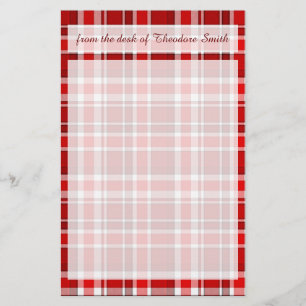 Red White Plaid Tartan Stationery