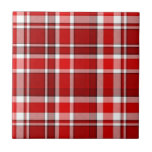 Red White Plaid Tartan Tile<br><div class="desc">This red and white plaid design has a repeating checked / tartan pattern that's lightly textured. It's a bright, stylish plaid pattern.</div>