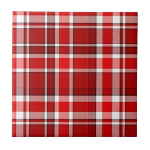 Red White Plaid Tartan Tile