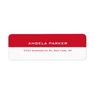 Red White Plain Elegant Contemporary Unique Label