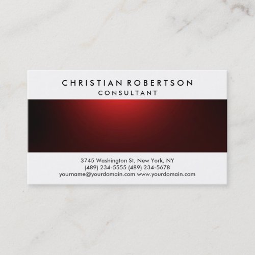 Red White Plain Modern Consultant Business Card