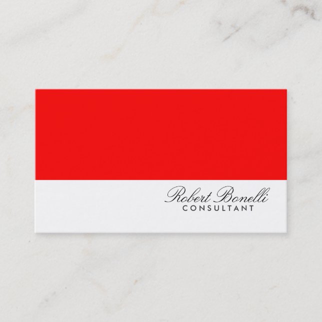 Red White Plain Modern Consultant Business Card (Front)