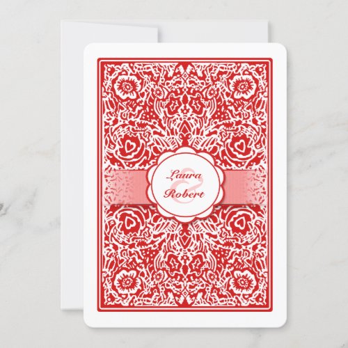 Red  White Playing Card _ Hearts Wedding Invite