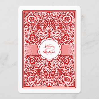 Red & White Playing Card - Hearts Wedding Invite by juliea2010 at Zazzle