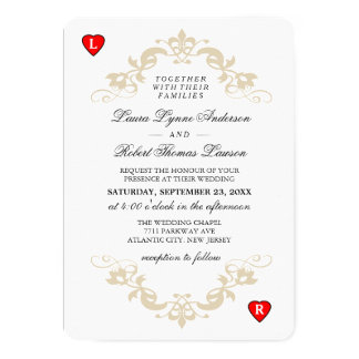 Red & White Playing Card Wedding Invitation Hearts