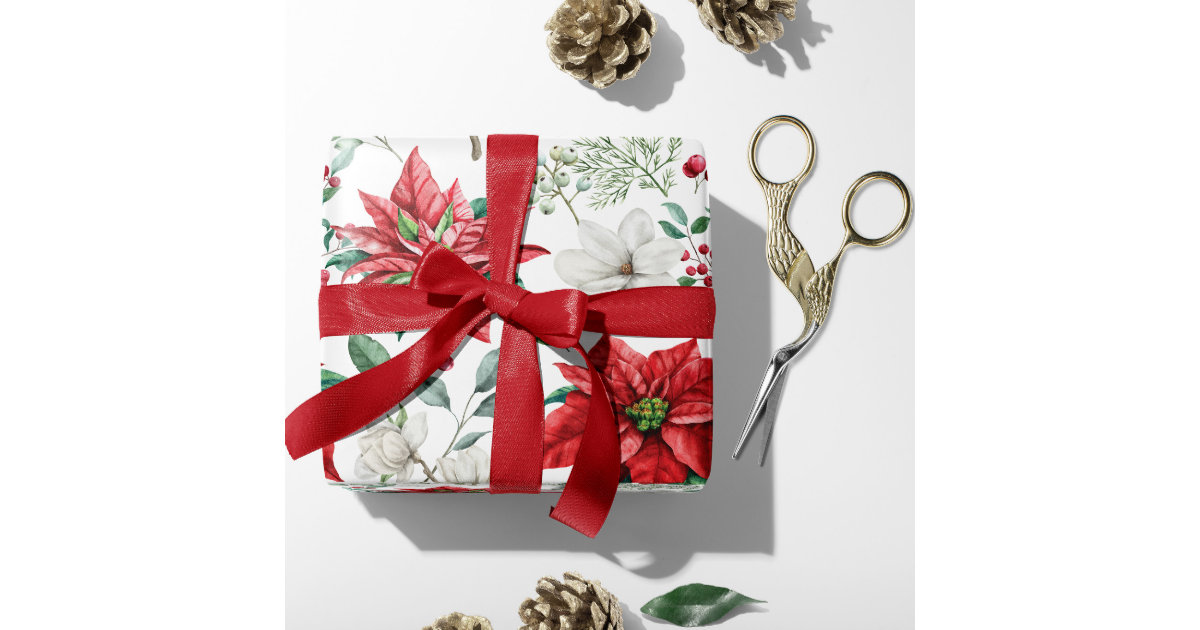 Christmas wrapping ribbon with holly, silver with gold lines and