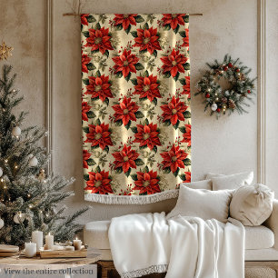 Red & White Poinsettia Blanket Watercolor Holiday