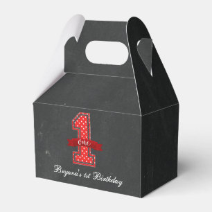 Red & White Polka Dot 1 One 1st Birthday Favor Boxes
