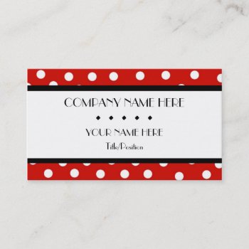 Red & White Polka Dot Business Card by cami7669 at Zazzle