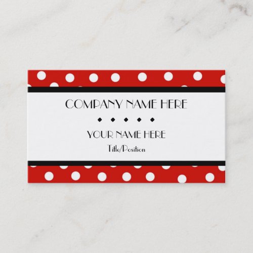 Red  White Polka Dot Business Card