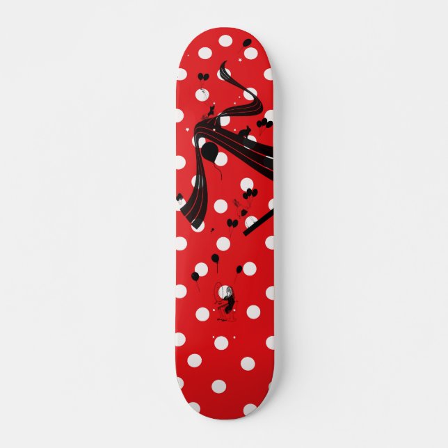 Red & White Polka Dot Comp Skateboard Deck (Front)