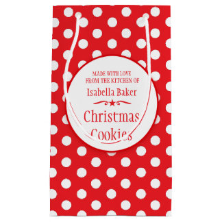 Red white polka dot cookie swap / baking gift bags